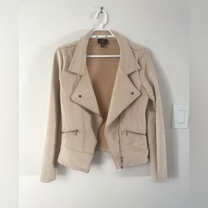 Suede Beige Moto Jacket